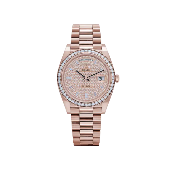 Rolex Day-Date 40 228345RBR Rose Gold Diamond Dial Diamond Bezel