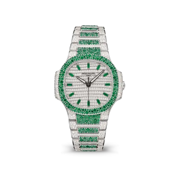 Patek Philippe Nautilus 7118/1453G &#039;Ladies Haute Joaillerie&#039; White Gold Diamond Emerald Set