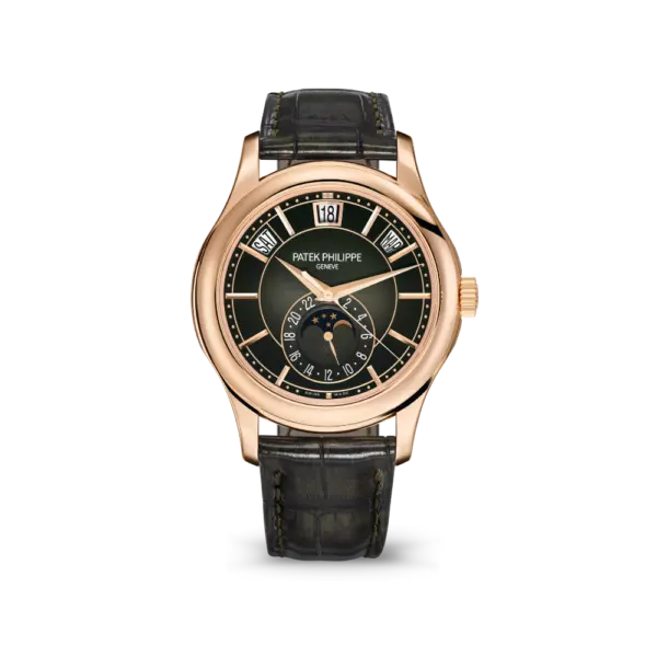 Patek Philippe Annual Calendar Moonphase Rose Gold Brown Leather Men&#039;s Watch 5205R-001 40mm