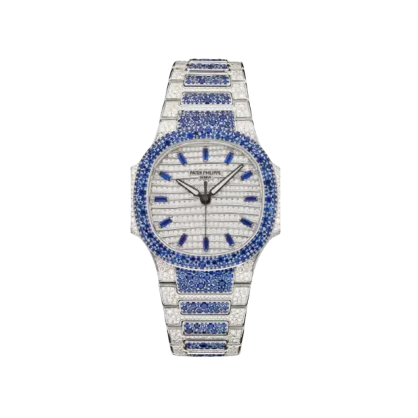 Patek Philippe Nautilus 7118/1451G &#039;Ladies Haute Joaillerie&#039; White Gold Diamond Blue Sapphire Set
